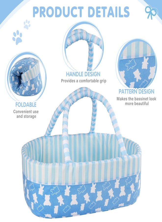 BABESIDE 9 Pcs Reborn Baby Doll Clothes Set for 17-22 Inch Dolls, Reborn Baby Dolls Accessories Doll Bassinet with Bottle Pacifier and Bear Toy for Realistic Newborn Babydolls, Blue - Image 4